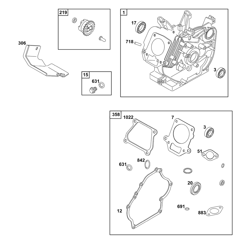 Cylinder Group Diagram and Parts List for 117432-0624-B1  Briggs and Stratton Engine